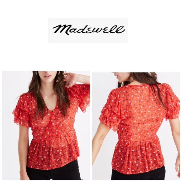 Madewell Tiered-Sleeve Peplum Top in Metallic
Prairie Posies Red 8 - Picture 1 of 12